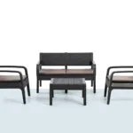 Niron Prime Latte plastik rattan görünümlü bahçe takımı, balkon ve teras oturma grubu