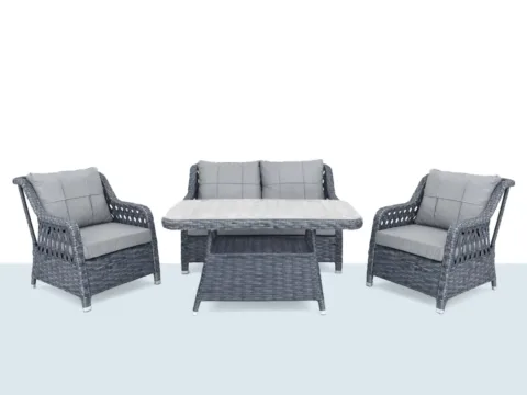 Niron Prime Grand 2’li bahçe oturma takımı, balkon ve teraslar için rattan dış mekân takımı