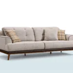 Adrian üçlü koltuk mavi kesitli konsept görsel, ön açı ürün görünümü