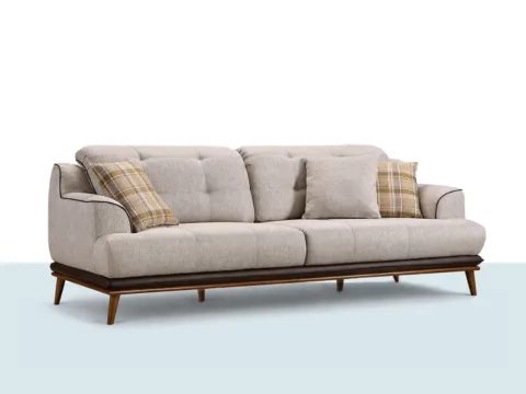 Adrian üçlü koltuk mavi kesitli konsept görsel, ön açı ürün görünümü