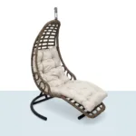 Rest rattan uzanılabilir salıncak, el örgüsü UV dayanımlı rattan ve metal taşıyıcı ayak