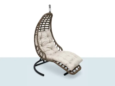 Rest rattan uzanılabilir salıncak, el örgüsü UV dayanımlı rattan ve metal taşıyıcı ayak