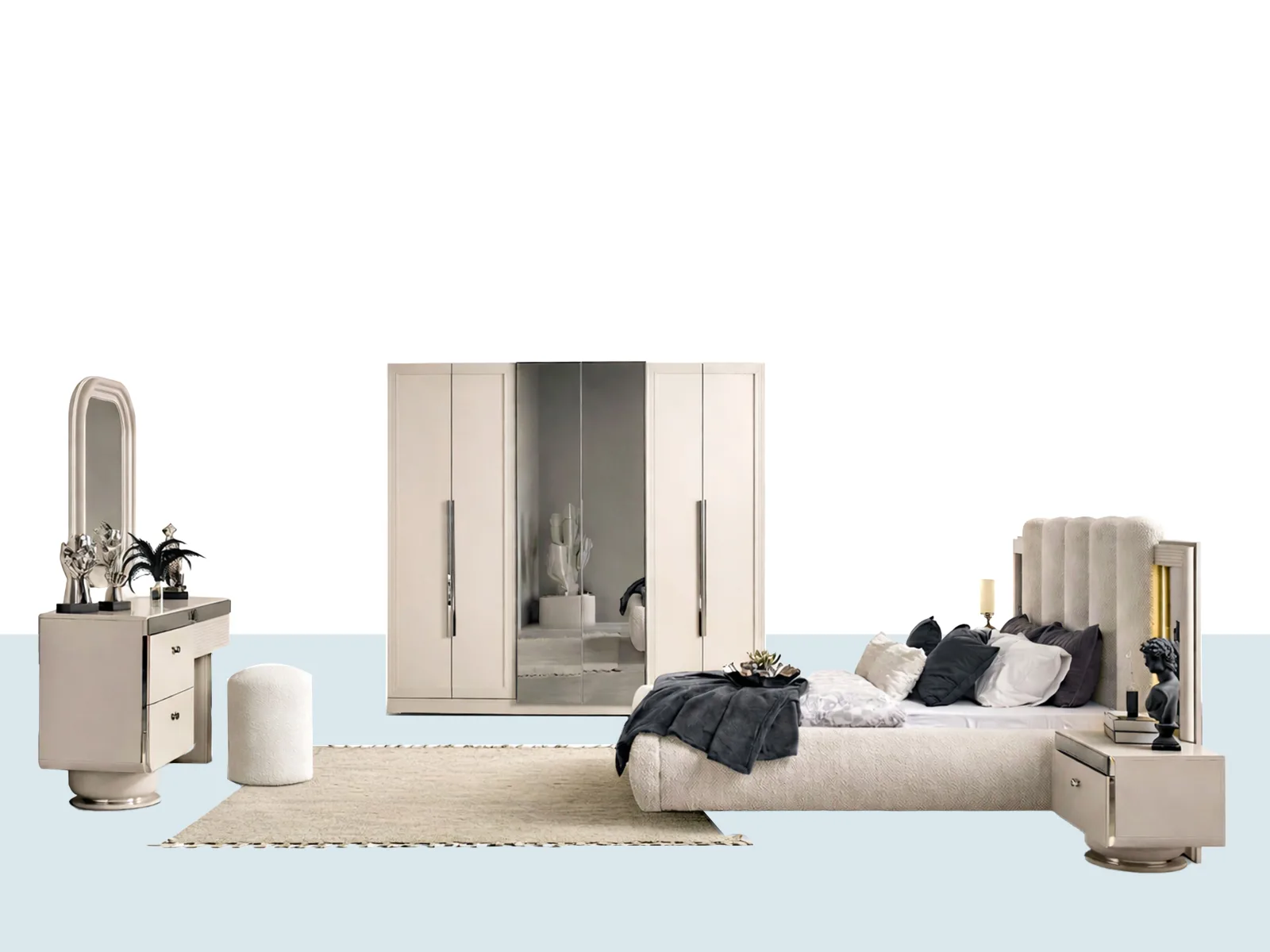 Verona Yatak Odası Takımı | Takım Görseli Verona Yatak Odası Takımı – yatak, gardırop, şifonyer ve komodin takım görseli