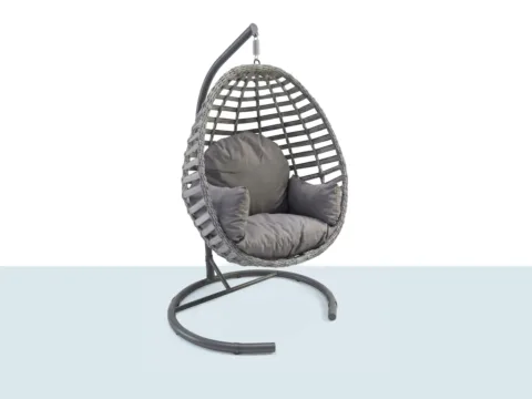 Royal tekli rattan salıncak, tek kişilik armut form, yaylı asma sistemi ve minder hediyeli