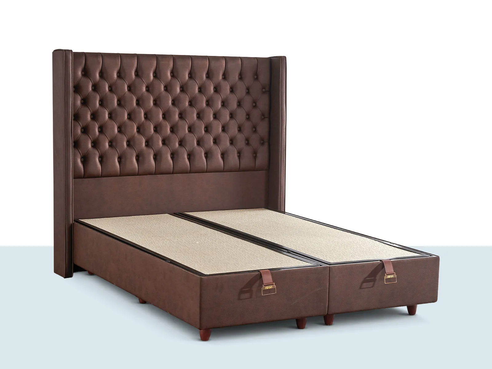 Dream Baza Başlık Kahverengi düğmeli kapitone başlıklı baza seti