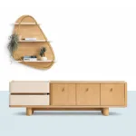 Lotus TV Ünitesi Takımı – Ahşap Gövdeli TV Ünitesi ve Duvar Rafı