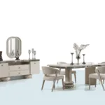 Verona yemek odası masa takımı ve TV ünitesi modern tasarım görünümü