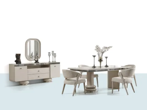 Verona yemek odası masa takımı ve TV ünitesi modern tasarım görünümü