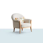 Alyona berjer, yuvarlak sırt formu ve ahşap ayak detaylarıyla modern tekli koltuk