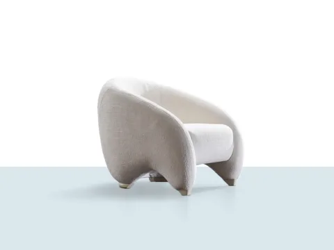 Aura berjer, akıcı kavisli formu ve tek parça görünümlü gövdesiyle modern tekli koltuk