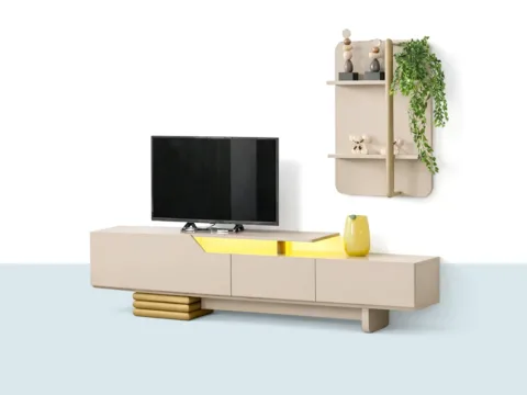 Beta Tv ünitesi 2 set modern tasarım açık raflı ve kapaklı tv sehpası