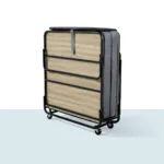 Bonbon katlanır yatak kompakt tasarım metal şase tekerlekli misafir yatağı