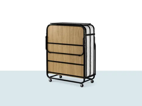 Niron katlanır yatak metal şase tekerlekli kompakt misafir yatağı