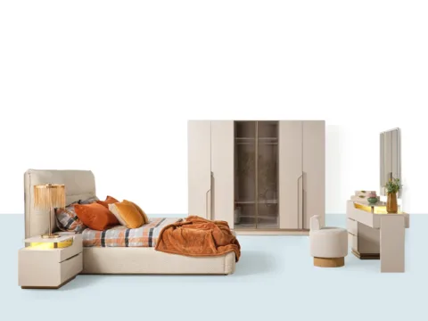 Beta Yatak Odası Takımı ana görseli – takım genel görünüm (mavi kesitli konsept)