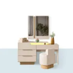 Beta Şifonyer ve aynalı makyaj masası seti – mavi kesitli ana ürün görseli