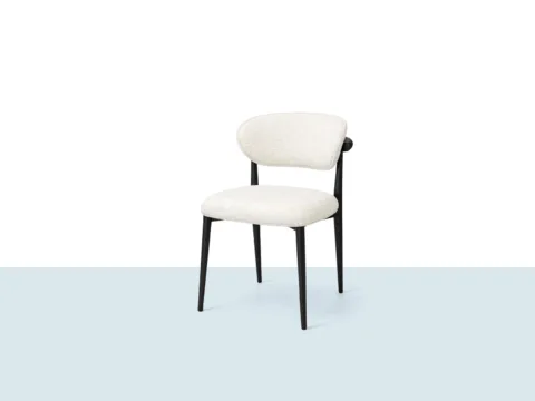 Polo Metal Sandalye beyaz döşemeli, siyah metal ayaklı modern yemek sandalyesi