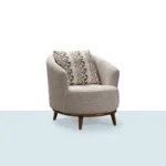 Vien Berjer, yuvarlak hatlı formu, konforlu oturum yapısı ve zarif ayak detayıyla modern yaşam alanlarına uyum sağlayan tekli koltuktur.