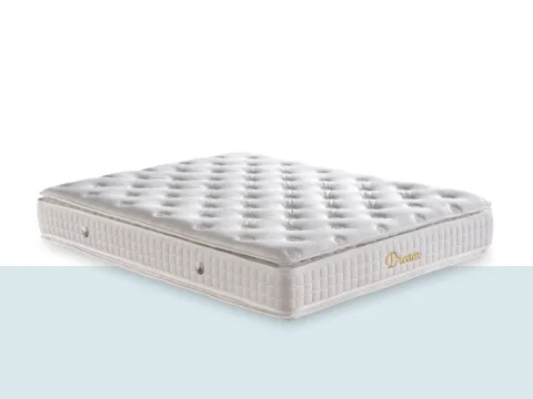 Dream Yatak – beyaz kapitone üst yüzeyli, nefes alabilen kumaş detaylı konfor yatak (tek ürün görseli)