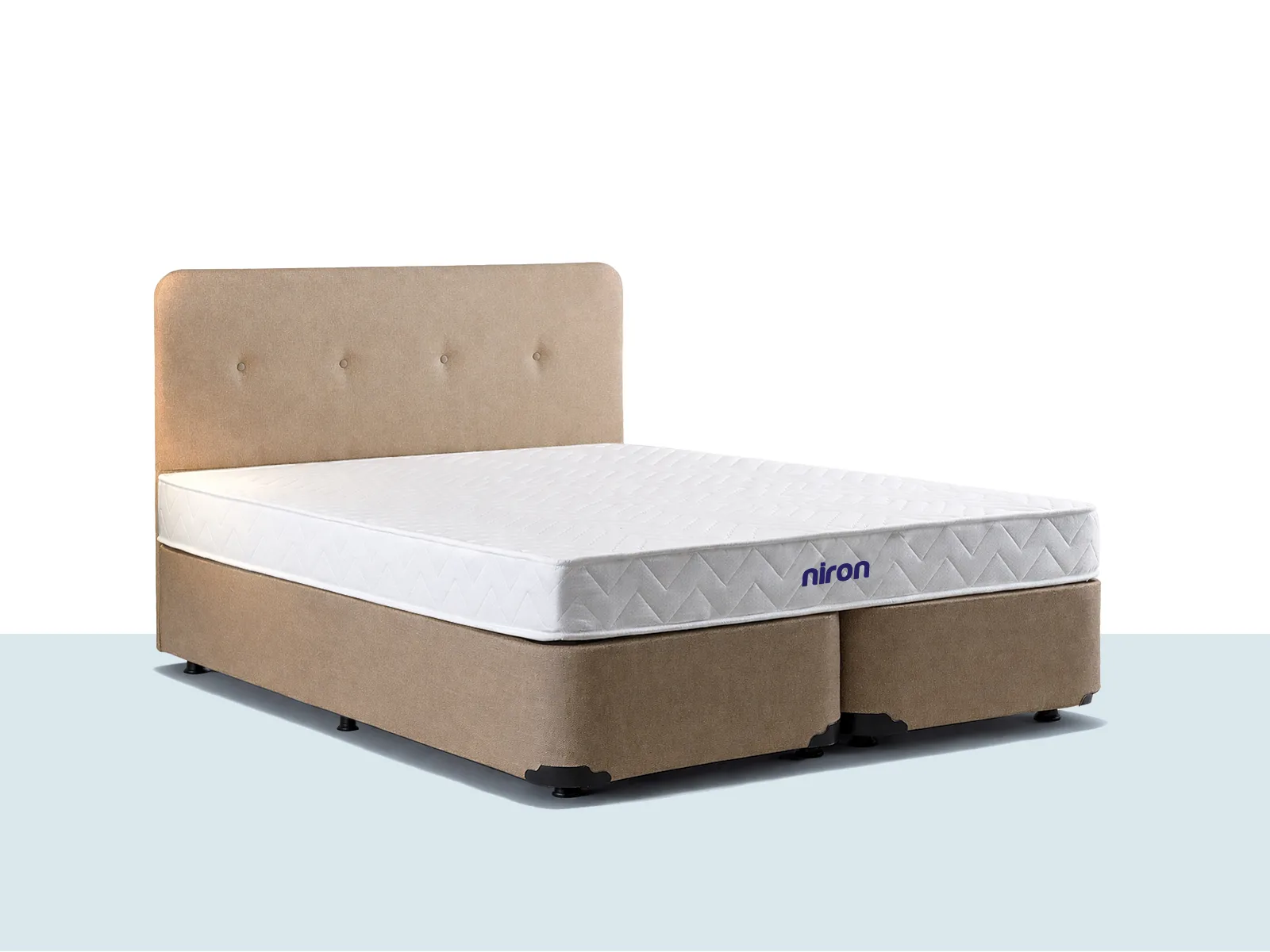Luna Yatak Seti Niron Luna Yatak Seti, düğme detaylı başlık, baza ve ortopedik yatak kombinasyonu