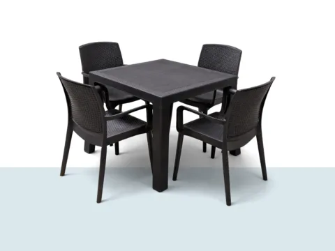 Niron Maya Masa Takımı, masa ve kollu sandalyelerden oluşan modern dış mekân takımı